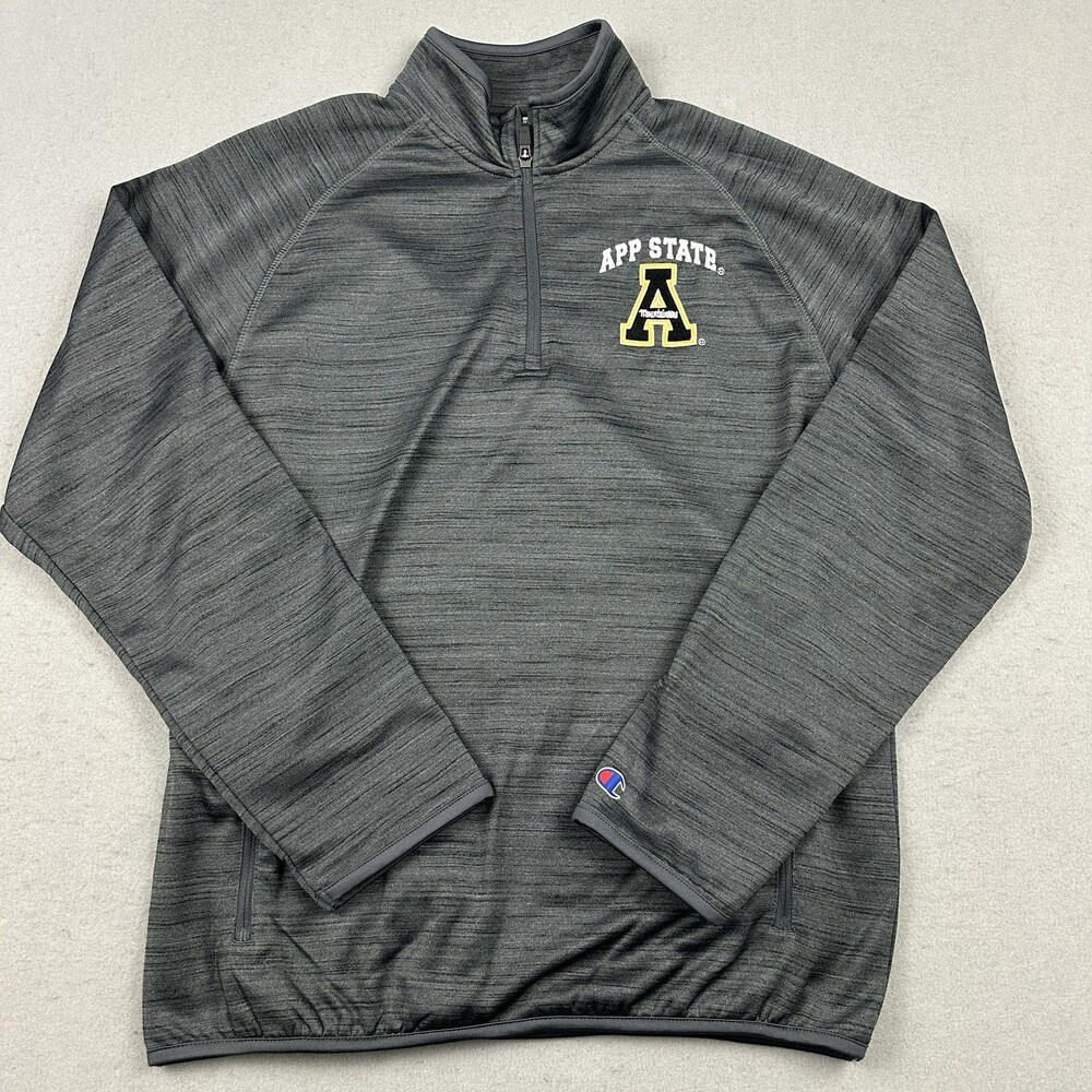 Appalachian State Mountaineers Sweater Men Medium Gray 1/4 Zip Pullover NCAA M